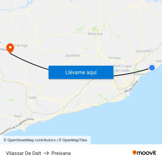 Vilassar De Dalt to Preixana map
