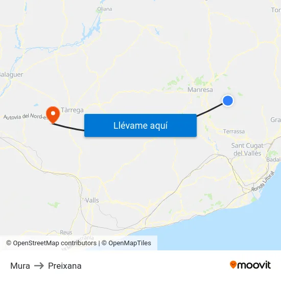 Mura to Preixana map
