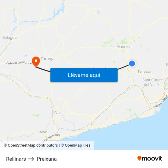 Rellinars to Preixana map