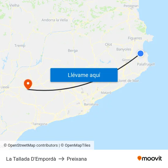 La Tallada D'Empordà to Preixana map