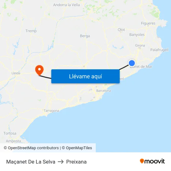 Maçanet De La Selva to Preixana map