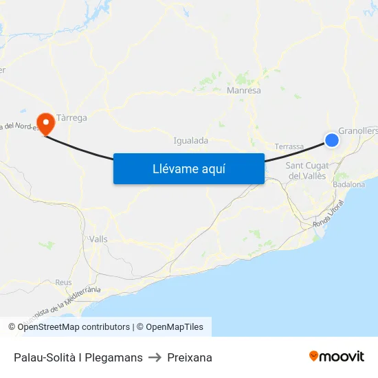 Palau-Solità I Plegamans to Preixana map