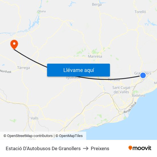 Estació D'Autobusos De Granollers to Preixens map