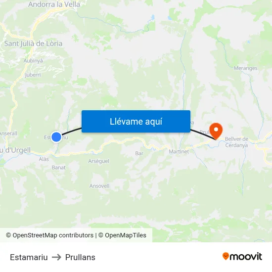 Estamariu to Prullans map