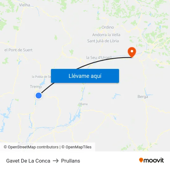 Gavet De La Conca to Prullans map