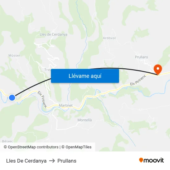 Lles De Cerdanya to Prullans map