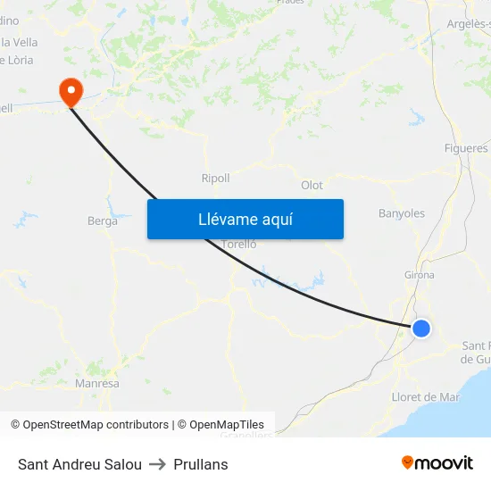 Sant Andreu Salou to Prullans map