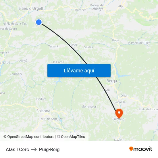 Alàs I Cerc to Puig-Reig map