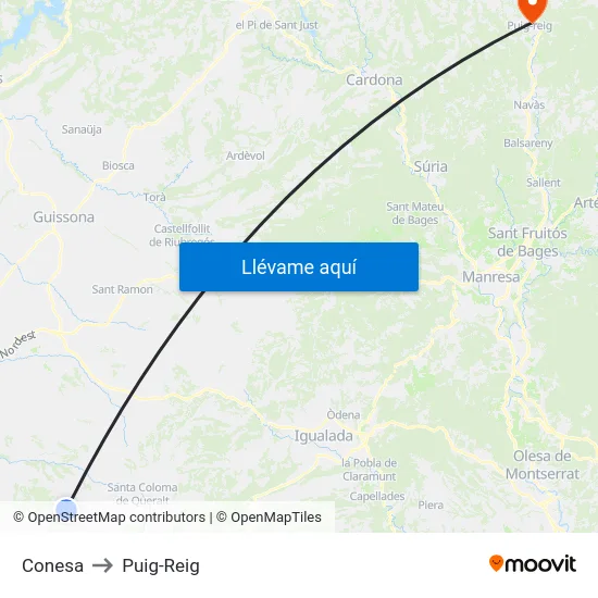 Conesa to Puig-Reig map