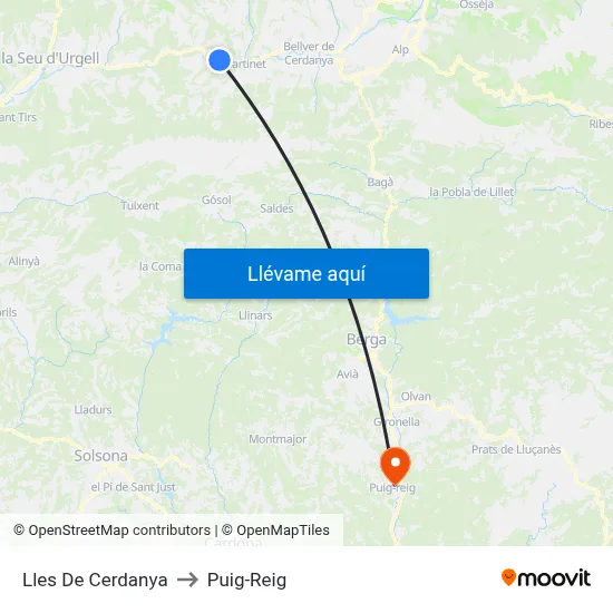 Lles De Cerdanya to Puig-Reig map