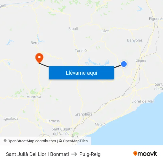 Sant Julià Del Llor I Bonmatí to Puig-Reig map