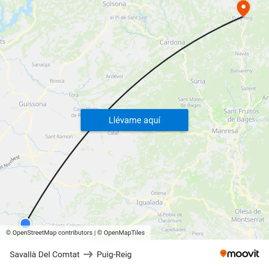 Savallà Del Comtat to Puig-Reig map