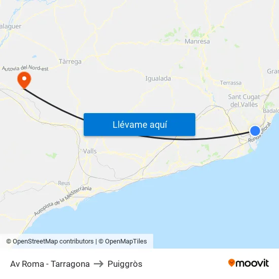 Av Roma - Tarragona to Puiggròs map