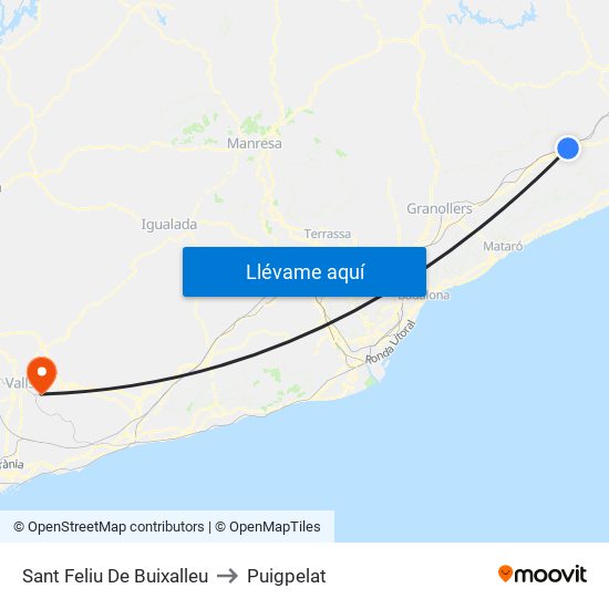 Sant Feliu De Buixalleu to Puigpelat map
