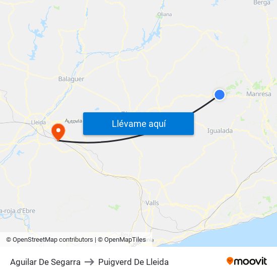 Aguilar De Segarra to Puigverd De Lleida map