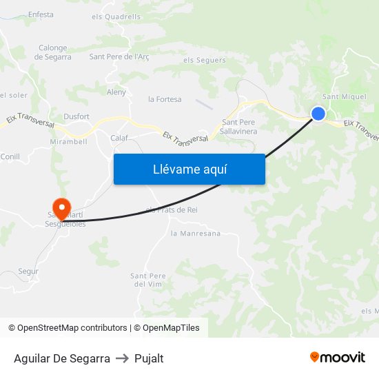Aguilar De Segarra to Pujalt map