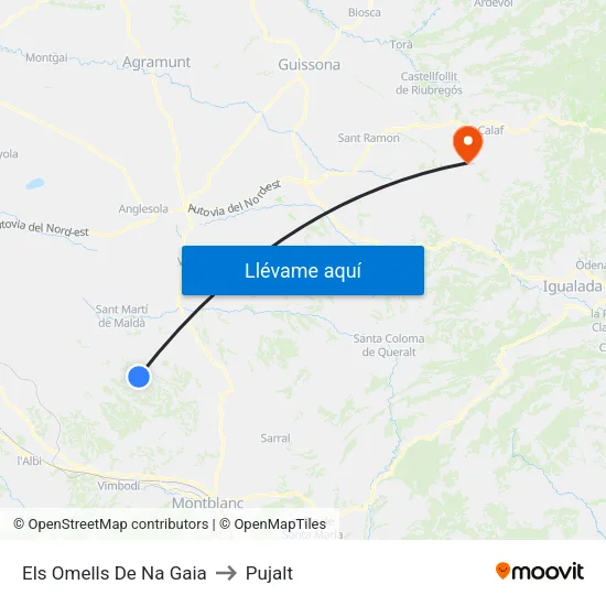 Els Omells De Na Gaia to Pujalt map