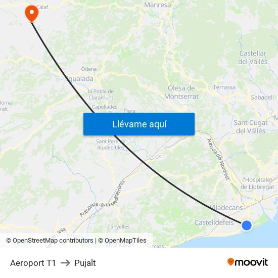 Aeroport T1 to Pujalt map