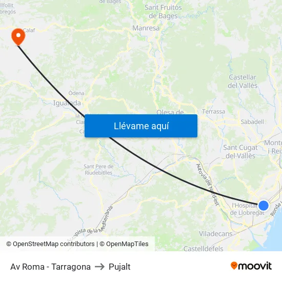 Av Roma - Tarragona to Pujalt map