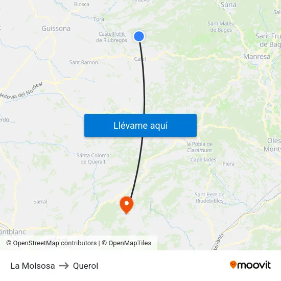 La Molsosa to Querol map