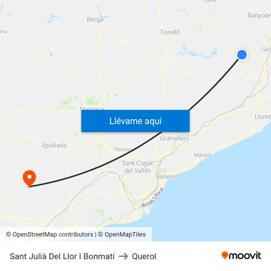 Sant Julià Del Llor I Bonmatí to Querol map