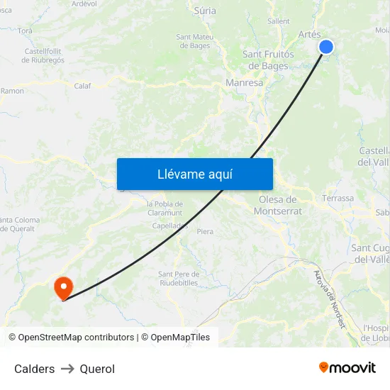 Calders to Querol map