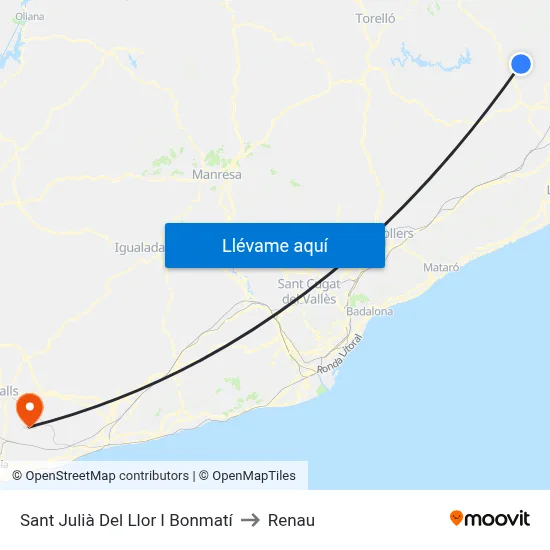 Sant Julià Del Llor I Bonmatí to Renau map