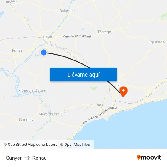 Sunyer to Renau map