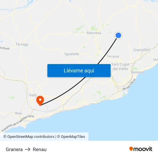 Granera to Renau map