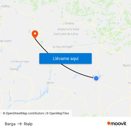 Berga to Rialp map