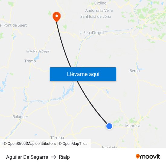Aguilar De Segarra to Rialp map