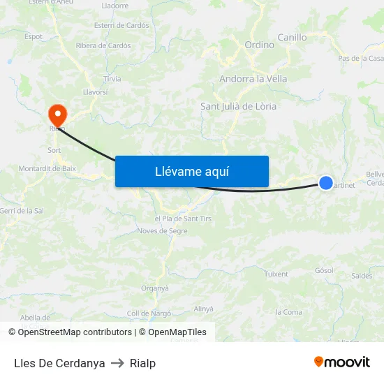 Lles De Cerdanya to Rialp map