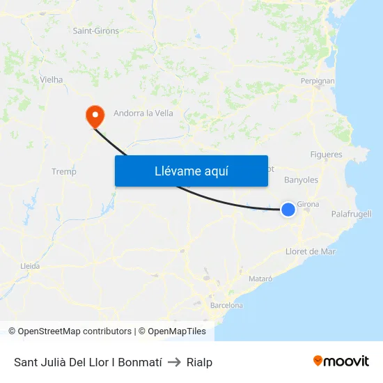 Sant Julià Del Llor I Bonmatí to Rialp map