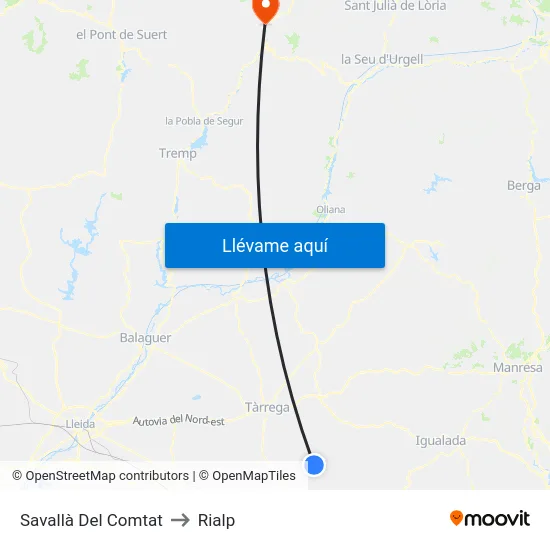 Savallà Del Comtat to Rialp map