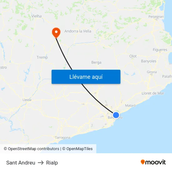 Sant Andreu to Rialp map