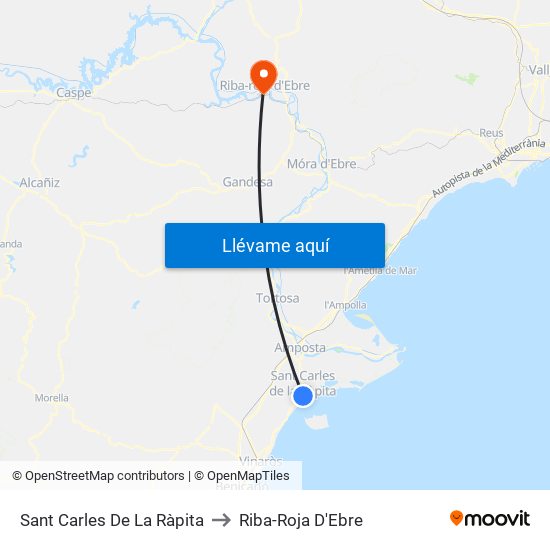 Sant Carles De La Ràpita to Riba-Roja D'Ebre map