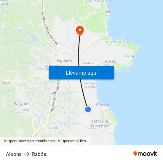 Albons to Rabós map