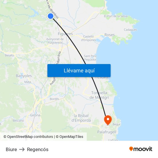 Biure to Regencós map