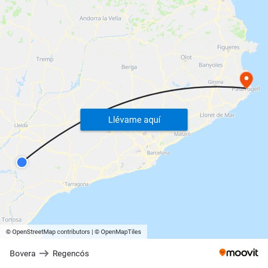 Bovera to Regencós map