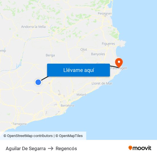 Aguilar De Segarra to Regencós map