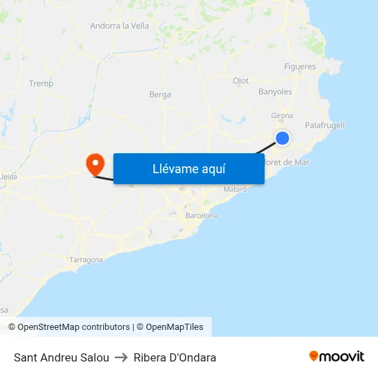 Sant Andreu Salou to Ribera D'Ondara map
