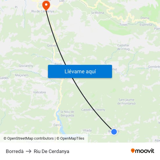 Borredà to Riu De Cerdanya map