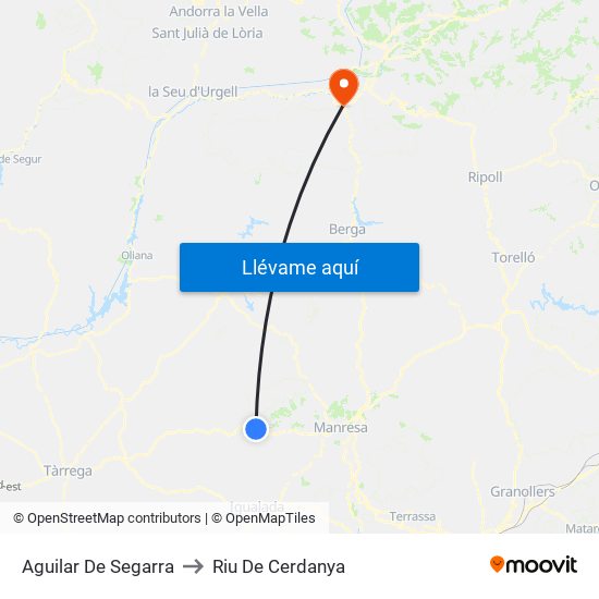 Aguilar De Segarra to Riu De Cerdanya map