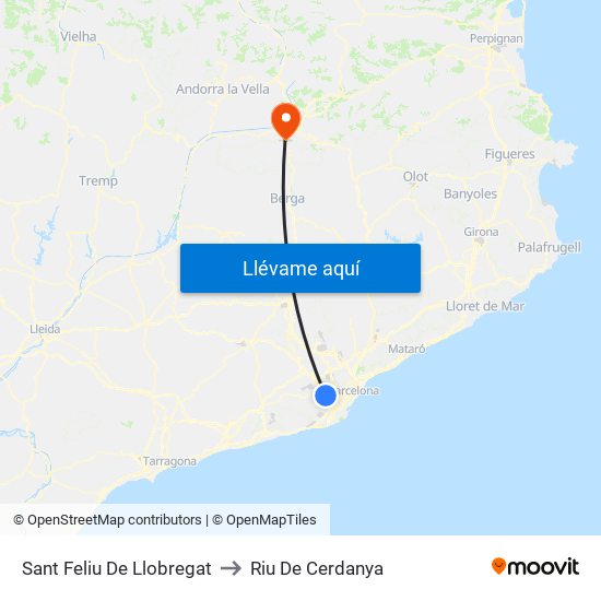 Sant Feliu De Llobregat to Riu De Cerdanya map
