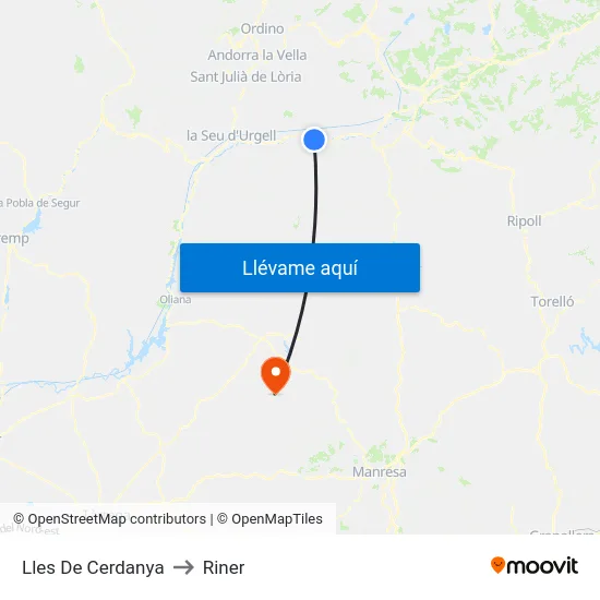 Lles De Cerdanya to Riner map