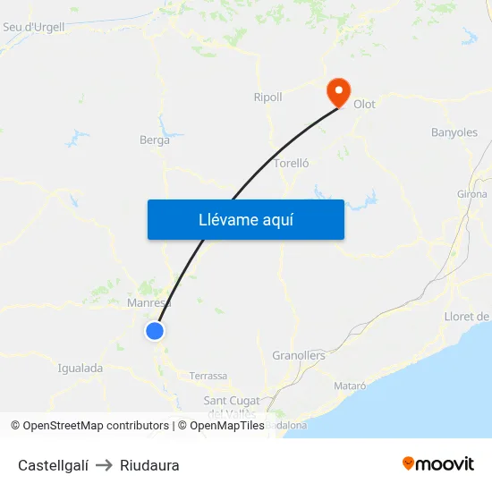 Castellgalí to Riudaura map