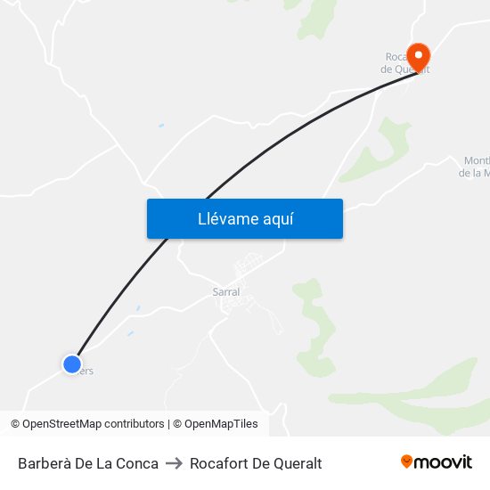 Barberà De La Conca to Rocafort De Queralt map