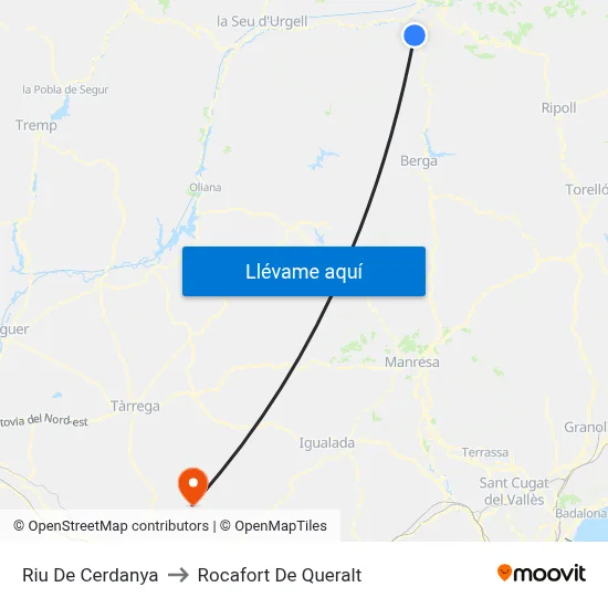 Riu De Cerdanya to Rocafort De Queralt map