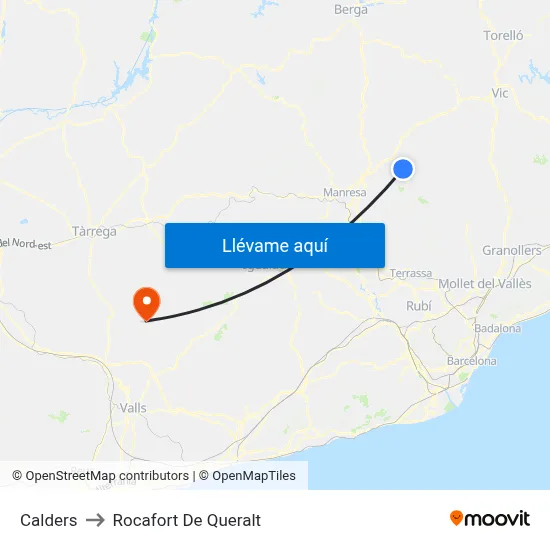 Calders to Rocafort De Queralt map