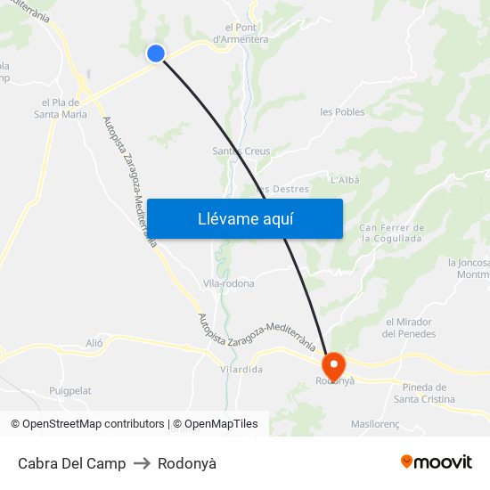 Cabra Del Camp to Rodonyà map